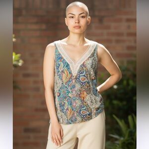 Multicolor Paisley V-Neck Women Top large